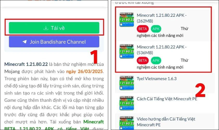Kéo xuống chọn Tải về
