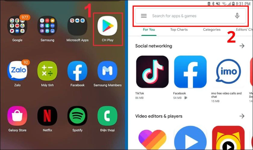 Mở Google Play Store trên điện thoại hoặc máy tính bảng Android