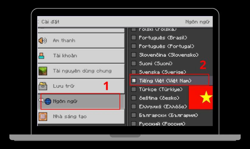 Sau khi tải xong, vào Settings, chọn Language và chọn Tiếng Việt