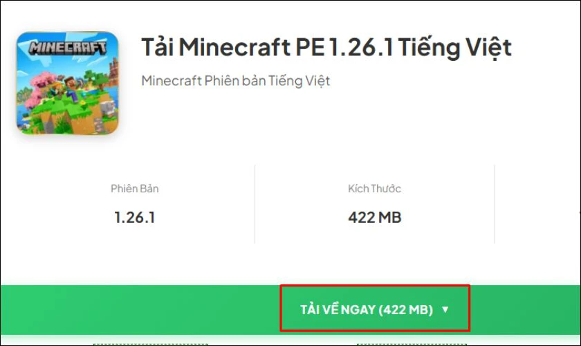 Cách tải Minecraft 1.26.1 (v26.1) tiếng Việt trên Android