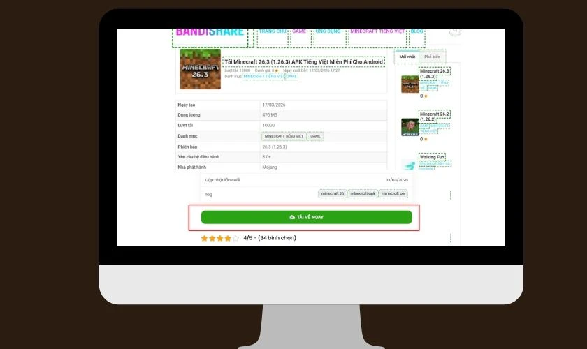 Tải file game Minecraft 1.26.3 tiếng Việt từ nguồn uy tín