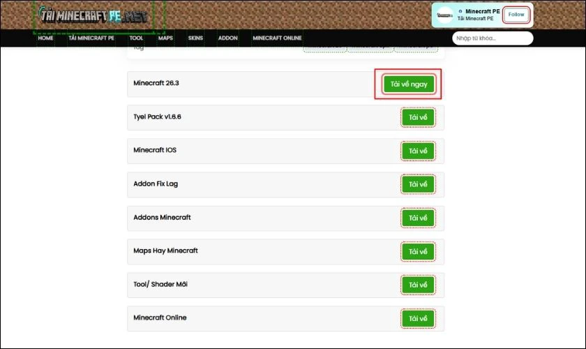Cách tải Minecraft 1.26.3 tiếng Việt trên Android
