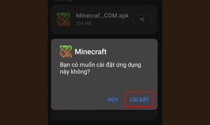 Mở file APK vừa tải, nhấn Cài đặt và chờ hệ thống hoàn tất