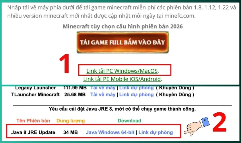 Cách tải Minecraft về máy