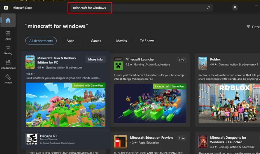 Tải chính thức qua Microsoft Store