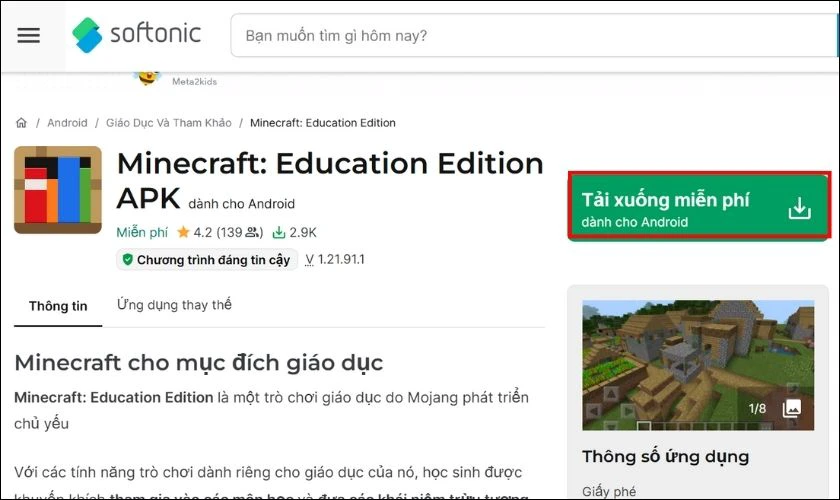 Cách tải Minecraft Education Edition APK trên Android