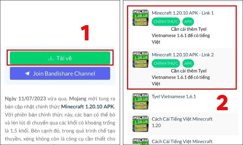 Kéo xuống trang và chọn Tải về
