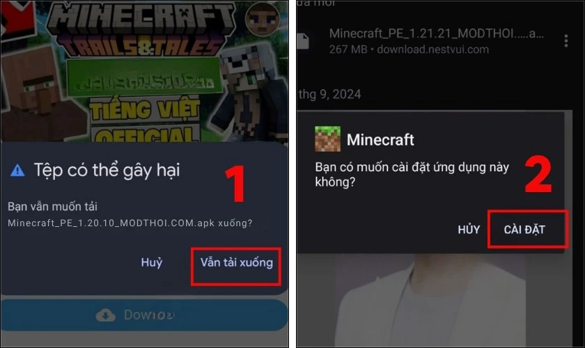 Nhấn Vẫn tải xuống để xác nhận