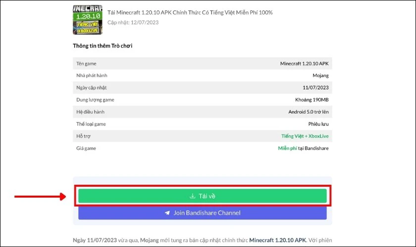 Cách tải Minecraft PE 1.20.10 tiếng Việt APK miễn phí trên máy tính