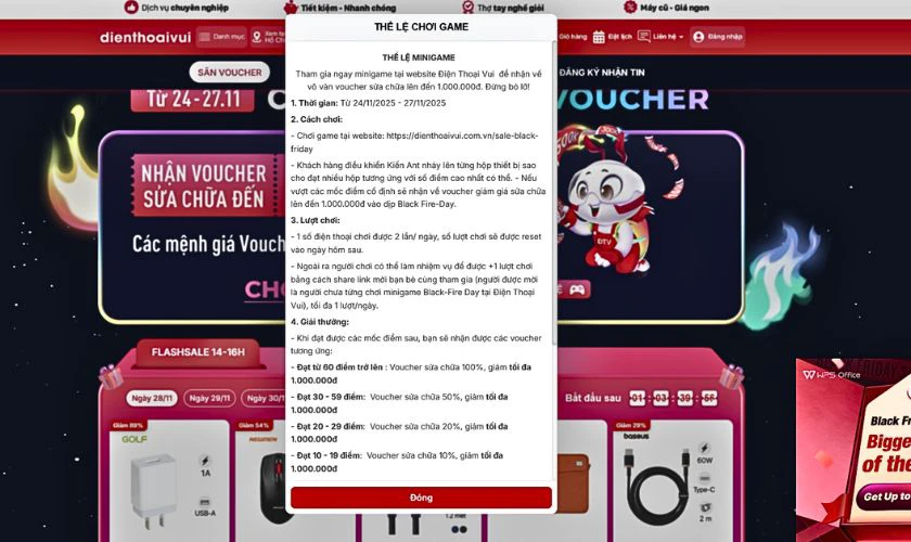 Thể lệ chơi Minigame Black Friday Điện Thoại Vui
