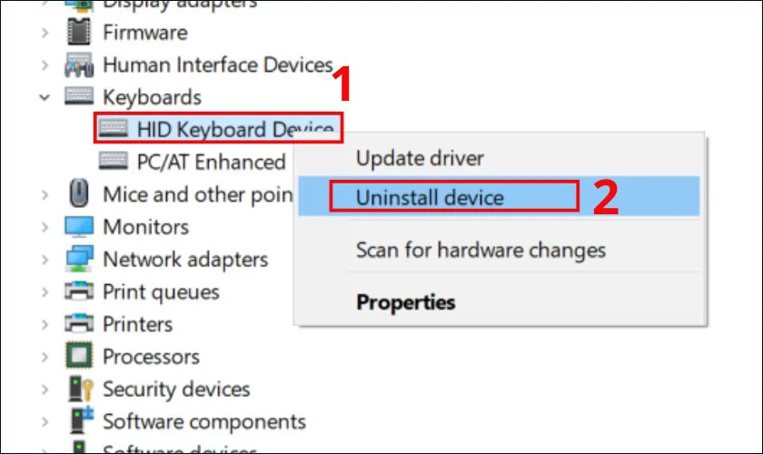 Mở khóa bàn phím laptop bằng Device Manager