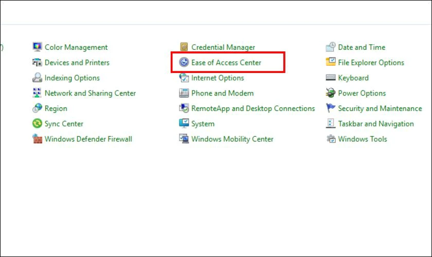 Mở khóa bàn phím laptop HP bằng Control Panel