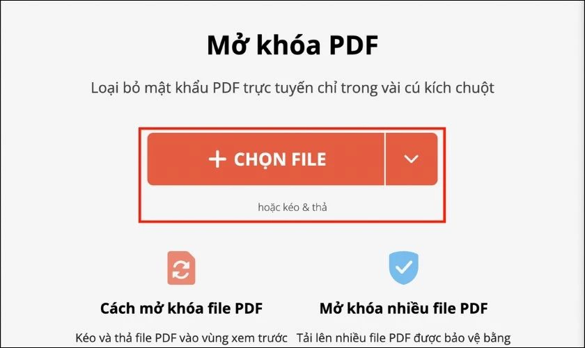 Mở khóa file PDF bằng công cụ PDF Candy