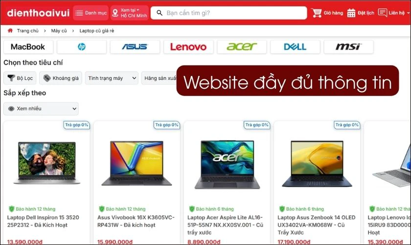 Chọn cửa hàng có hệ thống website chuyên nghiệp