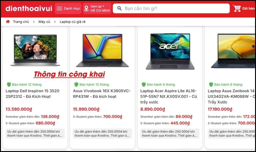 Địa chỉ uy tín, chất lượng sẽ cung cấp đầy đủ thông tin trên website, hệ thống của họ