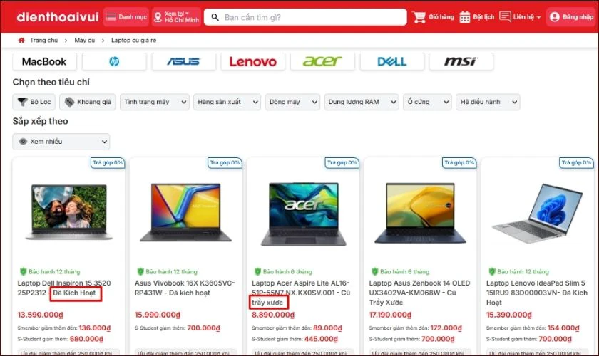 Tiêu chí chọn địa chỉ mua laptop cũ quận Hoàng Mai uy tín