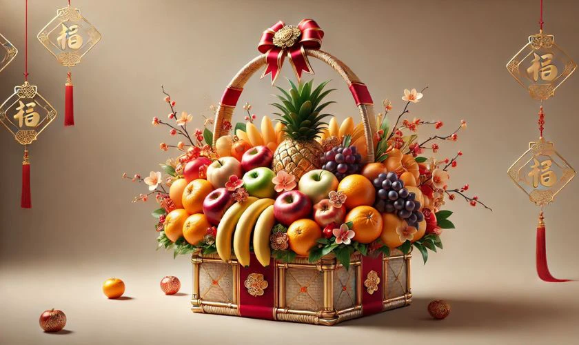 Nên mua quà Tết gì cho bố mẹ chồng? - Giỏ trái cây