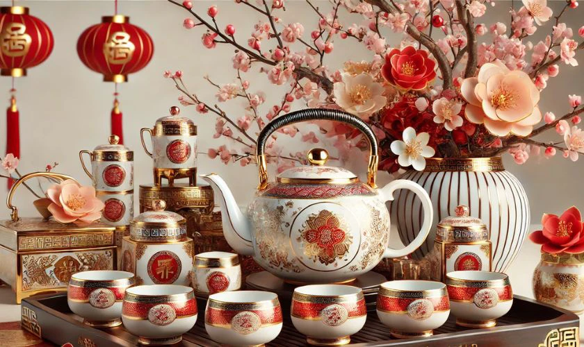 Một bộ ấm trà gốm sứ cao cấp sẽ là món quà tinh tế