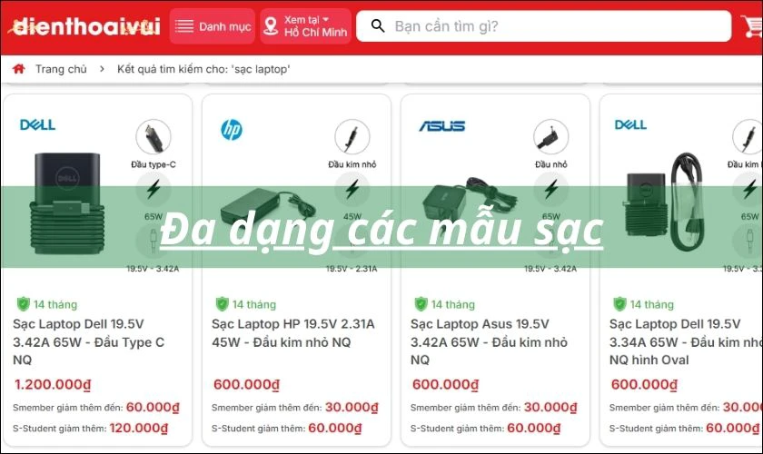 Điện Thoại Vui cung cấp sạc laptop chính hãng, chất lượng cao