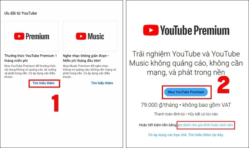 Mua YouTube Premium trên website đơn giản