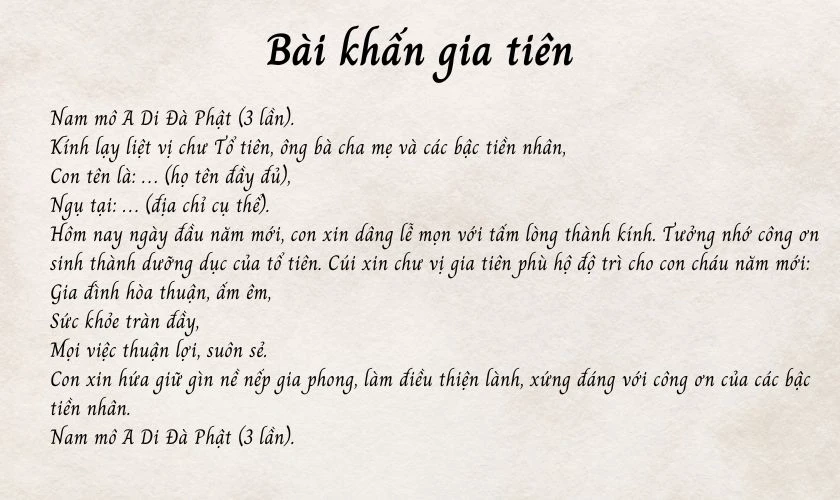Văn khấn gia tiên tham khảo