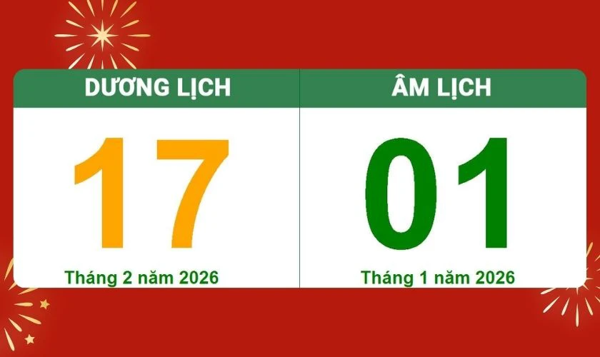 Mùng 1 Tết 2026 là ngày mấy Dương lịch?