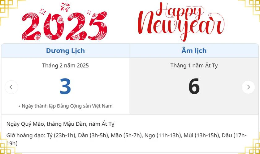 Mùng 6 tết 2025 là ngày mấy Dương lịch? Thứ mấy?