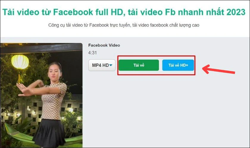 Lựa chọn Tải về hoặc Tải về HD+