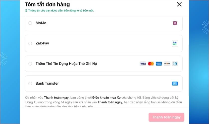 Cách nạp xu TikTok trên máy tính