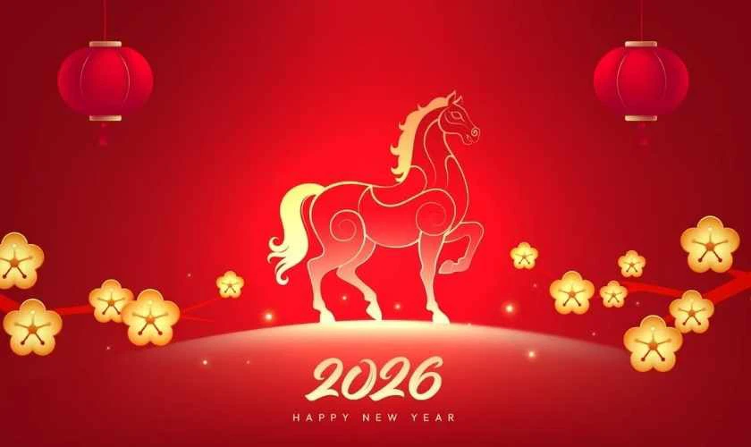 Hình nền Powerpoint Tết 2026 có hình con ngựa