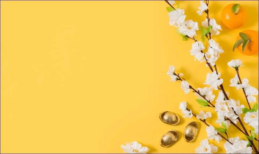 Hình nền Powerpoint Tết 2026 tone màu vàng