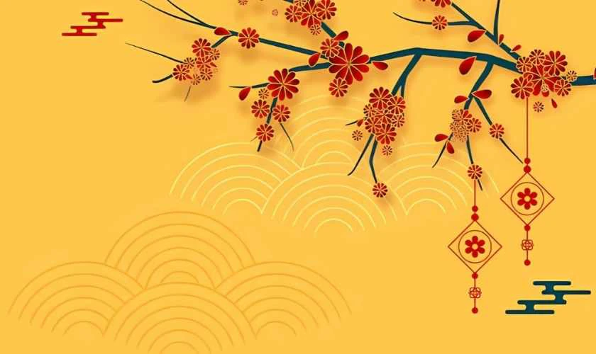 Hình nền Powerpoint Tết 2026 tone màu vàng sang trọng