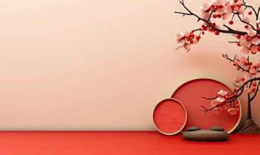 Hình nền Powerpoint Tết 2026 chủ đề hoa đào