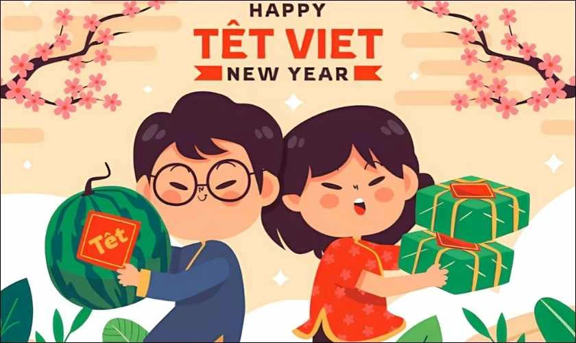 Hình nền Powerpoint Tết 2026 dễ thương