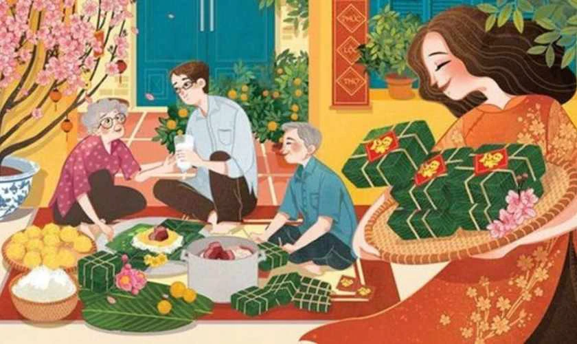 Hình nền Powerpoint Tết 2026 chủ đề gia đình đoàn viên