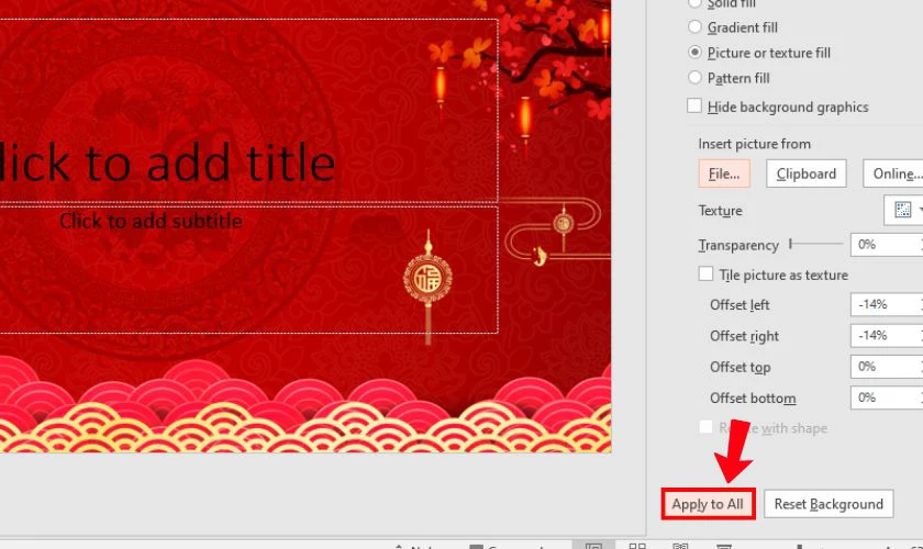 Áp dụng ảnh cho toàn bộ slide