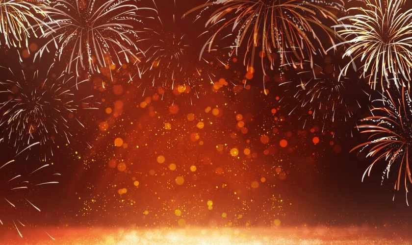 Hình nền Powerpoint Tết 2026 có pháo hoa