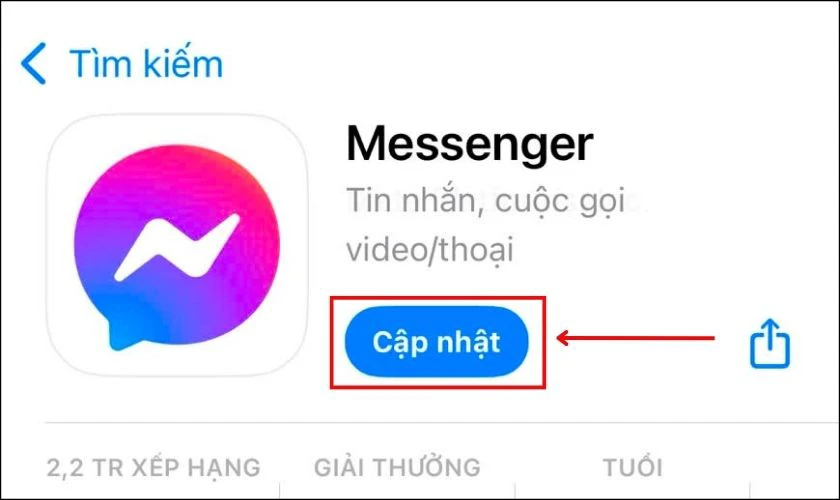 Nếu thấy nút Cập nhật, nhấn vào đó