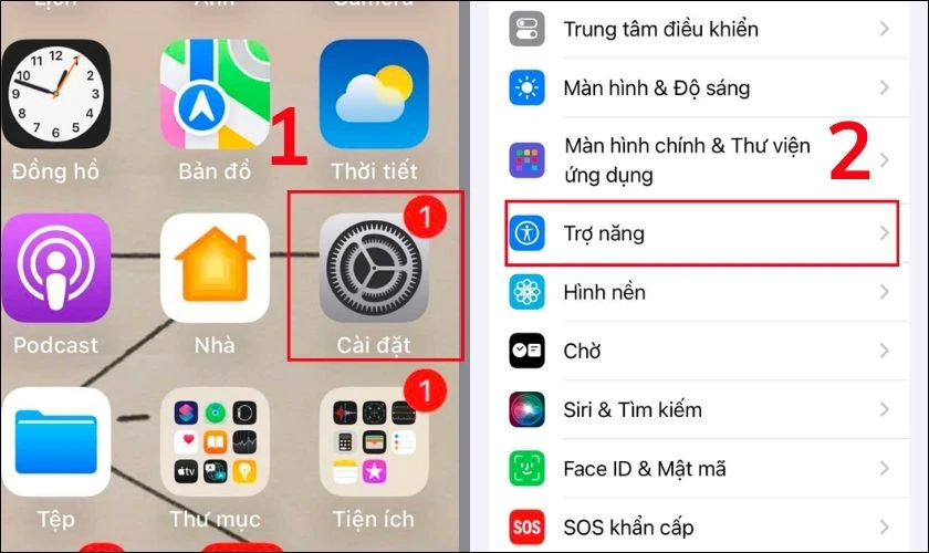 Vào cài đặt chọn tiếp mục Trợ năng