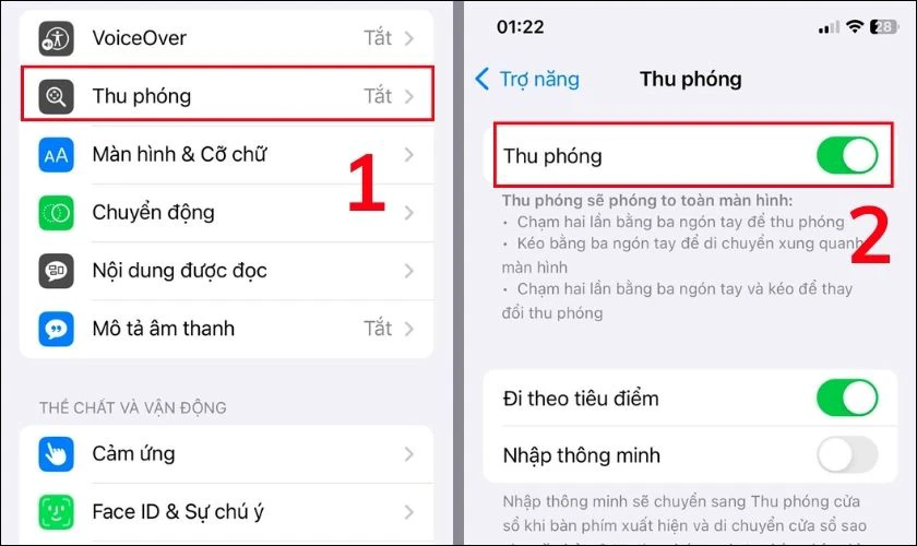 Tại Thu phóng bạn gạt nút sang phải cho đến khi hiện màu xanh
