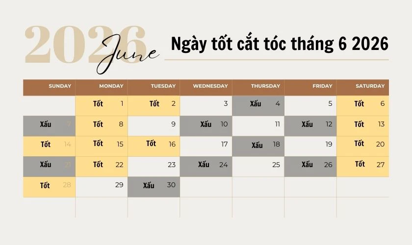 Ngày tốt cắt tóc tháng 6 2026 thu hút tài lộc, may mắn