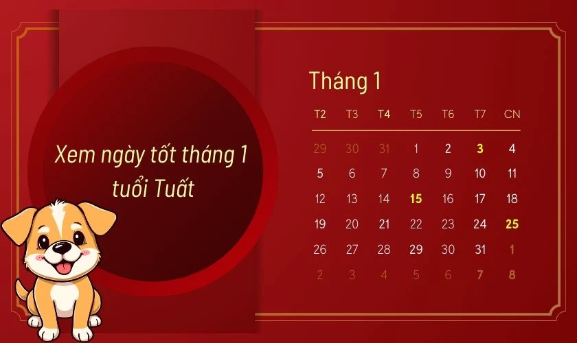 Xem ngày tốt tháng 1 năm 2026 tuổi Tuất