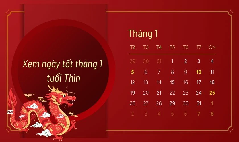 Xem ngày tốt tháng 1/2026 tuổi Thìn