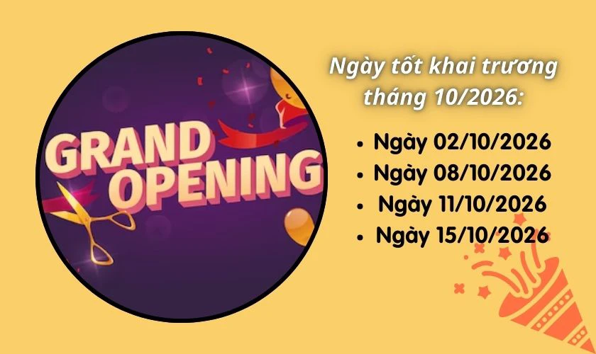 Ngày Tốt Khai Trương Tháng 10 Năm 2026