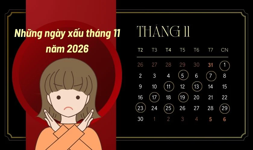 Những ngày xấu tháng 11 năm 2026