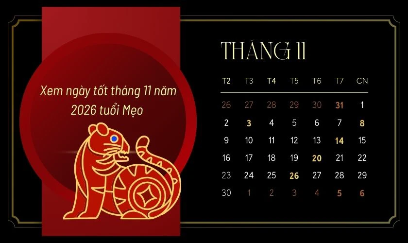 Xem ngày tốt tháng 11 năm 2026 tuổi Mẹo