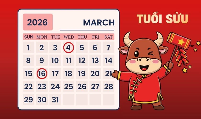 Xem ngày tốt tháng 3 năm 2026 tuổi Sửu
