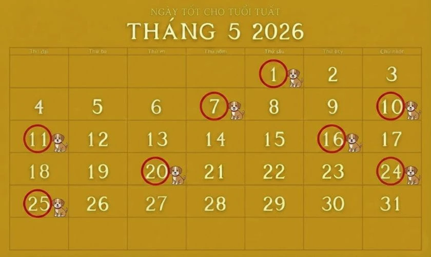 Xem ngày tốt tuổi Tuất