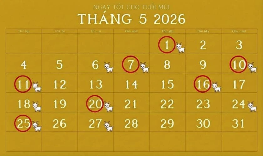 Xem ngày tốt tuổi Mùi