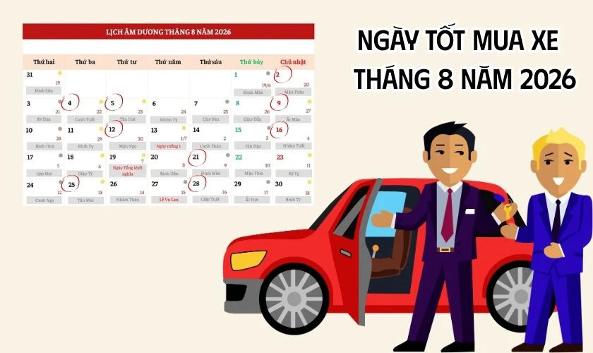 Ngày tốt mua xe tháng 8 năm 2026